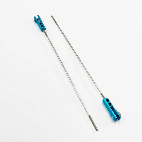 Two Piece Blue Aluminum RC Boat Servo Arm Linkage Steering Clip And Pushrod Set For RC Airplane Boat Ship DIY Models Heavy Duty Aluminum Alloy Pushrod Clip M2x150mm, 2-piece with pushrods