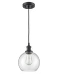 Farmhouse Black Globe Pendant Light With Hand Blown Seeded Glass And Easy Access Open Bottom 8 Inch Globe Adjustable Height