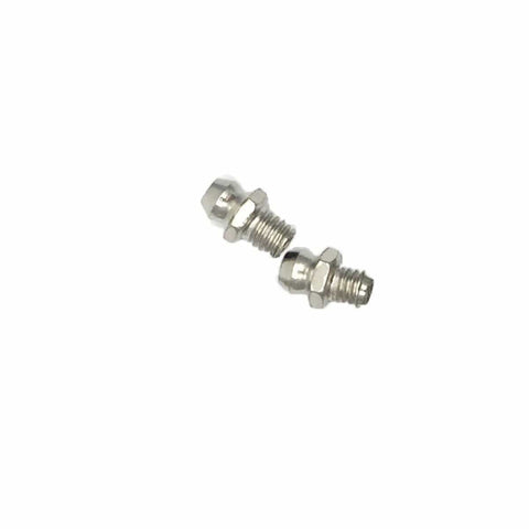 Two silver tone steel 20 Pcs M6 Straight Zerk Grease Nipples from the kit for auto and machinery, 1/4 inch male thread.
