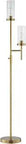 Bronze Modern 2-Light Uplight Floor Lamp With Clear Glass Shades, 66-Inch Tall, Polished Bronze Metal Body, Staggered Heads, 4-Way Rotary Switch
