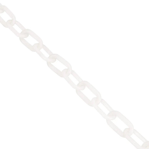 Lightweight White Plastic Safety Chain Links For Crowd Control, 164 Feet Durable Barrier Rope, close-up view of chain detailing.
