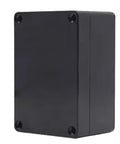 Top Shelf Abs Electrical Enclosure For Hardware Builders With Four M16 Cable Glands IP65 Waterproof Junction Box Black side view, durable and dustproof.