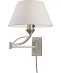Elysburg Dope 17 Inch High One Light Satin Nickel Wall Sconce with White Fabric Shade Metal and Fabric Construction
