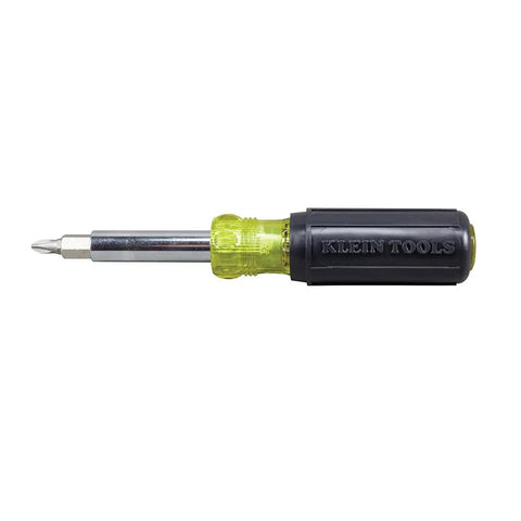 8 In 1 Magnetic Screwdriver And Nut Driver With Sliding Head For HVAC, black and yellow handle, side view
