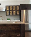 Pro Grade Black Bogwood Reactive Water Based Interior Wood Stain In A Heavy Duty 55 Gallon Drum on kitchen cabinetry.