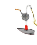 Heavy Duty Hand Crank Barrel Pump For 55 Gallon Drums Oil Diesel Transfer Manual Suction Pump Accessory in action pouring fluid.