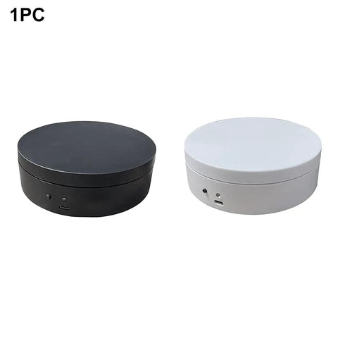 Emvanv Electric Rotating Display Turntable 360 Auto Spin Platform For Product Photos in black and white colors.