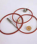 Pneumatic valve repair kit with red O-rings and metal fittings for HP/NO water jet cutter.