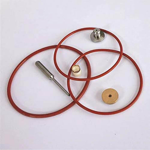 Pneumatic valve repair kit with red O-rings and metal fittings for HP/NO water jet cutter.