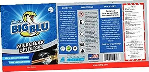 Front view of Big Blu MicroLeak Detector 1 qt box with blue packaging.