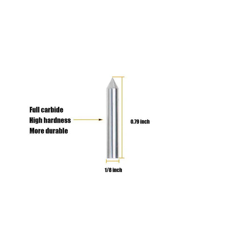 Single carbide bit from Ten Piece Carbide Point Engraver Bits Set For Rotary Tool Scribe Tips Nozzles For Engraving One Eighth Inch Diameter