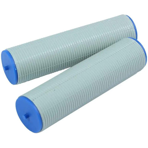 Two 5 Inch Paint Coating Roller Tool For Wall Decoration And Monochrome Design Application, featuring smooth blue ends.