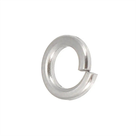Close-up of a 304 stainless steel split lock washer from M3 304 Stainless Steel O Ring And Lock Washer Kit With 100 Pcs Of Assorted O Rings Split Lock Washers And Spring Washers For Auto DIY Fixes In Cars Trucks And Industrial Equipment.