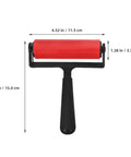 Slick Glide Plastic Ink Roller 4.52 in red brayer tool for even paint spread, part of 3 Pack Slick Glide Plastic Ink Rollers For Printmaking And Diamond Art Projects With Top Tier Build For Hassle Free Even Paint Spread And Legit Durable Home Craft Stamping Tool Set.