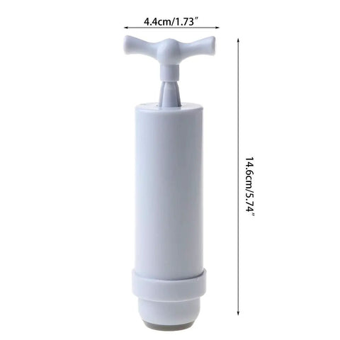 Handheld Vacuum Sealer For Food Storage Bags With T-Style Manual Pump shown from the front, compact white design for easy storage.
