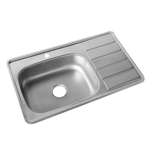 Topmount Kitchen Sink 33x20 Inch Stainless Steel Left Side One Hole For Single Faucet Handle Satin Finish With Sound Dampening Rubber Pad