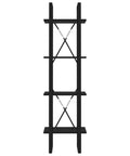 Black Four Tier Book Cabinet With Engineered Wood Shelving Industrial Style Tall Bookshelf For Living Room Or Home Office Durable Storage For Books Mags And Decor 55.1 Inch Tall