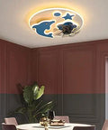 Slick Blue Blades LED Ceiling Fan With Remote Dimmable Light For Bedroom Kitchen Or Office Silent Operation 54 Watt stylish kids room design.