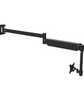 No Hassle Wall Mount Monitor Arm Straight Up Perfect For Your Gaming Office Setup Extra Long Gas Spring Mount black arm with VESA mount.