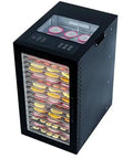 Professional Electric Food Dehydrator 800W Featuring Stainless Steel Trays And Digital Timer for drying sliced fruits and vegetables.