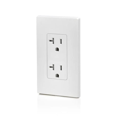 Tamper Resistant Duplex Electrical Wall Outlet 20 Amp White Decora Style with Shuttered Receptacle for Child Safe Plug In T5825 W