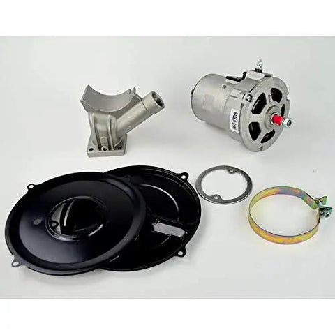 Top Quality Alternator Conversion Kit For Type One VW Engines Delivering Ninety Amps Of Solid Juice, including alternator and mounting parts.