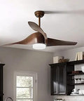 Rock Solid 52 Inch Retro Ceiling Fan With Remote And Bright Leds Dual Voltage Dc 110V 220V Super Slick Quiet Motor Elegant White Blades Perfect For Bedroom in stylish kitchen setting.