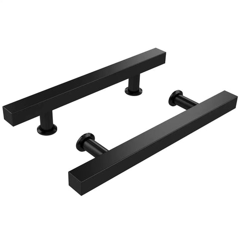 24 Inch Matte Black H-Shape Double-Sided Barn Door Pull Handle Set For Glass And Wood Doors Stainless Steel 2 Pack No-Fuss Install