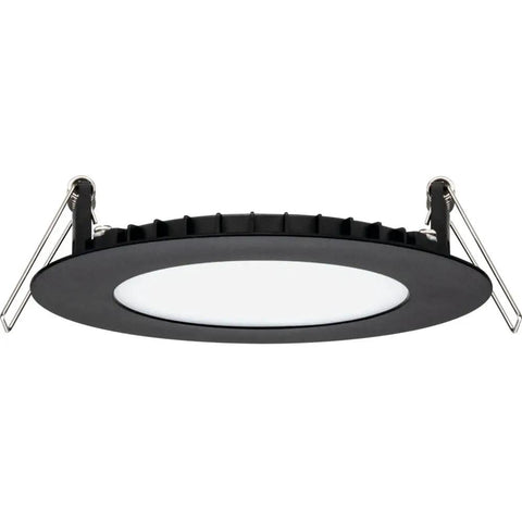 Side view of 4 Inch LED Recessed Wafer Downlight Edge Lit Ultra Thin Matte Black Flat Trim 5 In 1 Switchable White Color Temperature 120V 90CRI