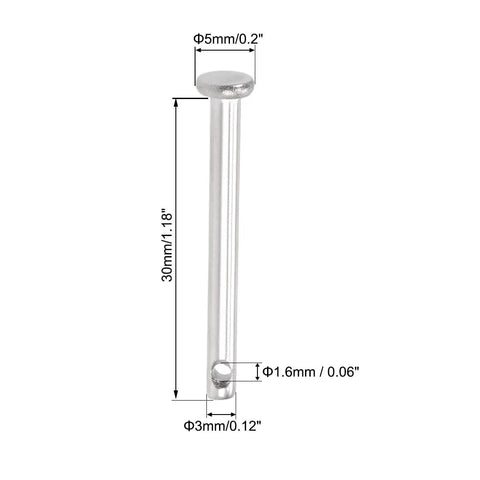 3Mm By 30Mm Flat Head Clevis Pin In 304 Stainless Steel Pack Of 20 Single Hole Link Hinge Pin For Machinery And DIY Projects Rust Resistant Smooth Finish Heavy Duty Clevis Pins, 3mm x 30mm with 5mm head