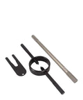 Pro Grade Front Fork Maintenance Kit With Spring Compressor And Radial Pin Spanner For 39mm To 43mm Fork Tubes, Cartridge Rod Holding Tool, Fits Japanese European And American Motorcycles, black steel tools