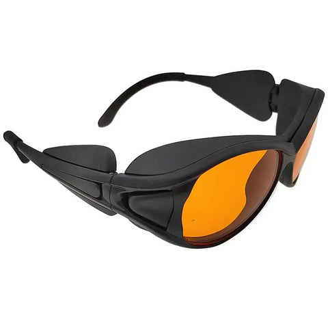 Top Shelf Protective Goggles For Violet And Blue Laser Projects Clear View Optics with orange tinted lenses and durable frame.