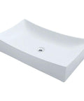 White Porcelain Vessel Sink In Vitreous China With Contemporary Rectangular Design, above-counter view