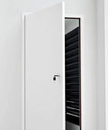 Custom Size Lockable Aluminum Access Door Panel Recessed Inspection Door Drywall Ready showing open white door with key lock.