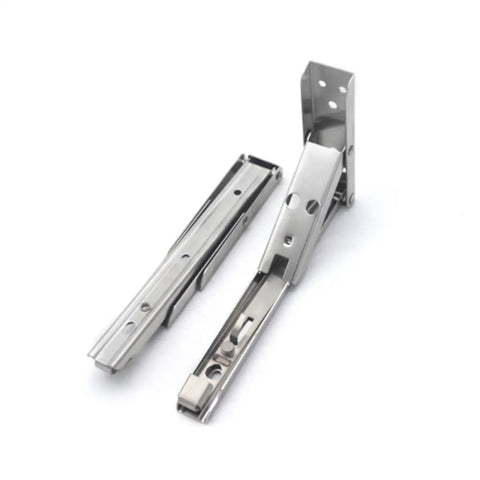 Stainless Steel Foldable Shelf Brackets Wall Mounted 2 Pack Triangle Corner Supports With Spring Loaded Mechanism For Bookshelves Benches Tables