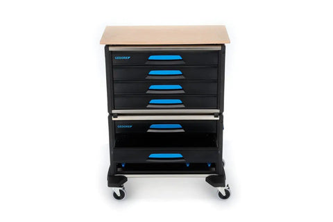Hella Sturdy Tool Cart With Six Roomy Drawers And Premium Wood Worktop Rolling Shop Trolley Aluminum Body Heavy Duty Mobile Organizer.