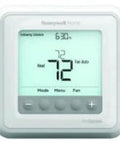 Digital thermostat displaying temperature, linked to Outdoor Temperature Sensor With 60 Inch Leadwires And Mounting Clip For Siding.