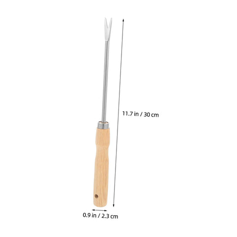Ergonomic Wooden Handle Weed Puller Tool For Gardeners Lightweight Weeding Tool For Dandelions And Weeds Easy Grip Back Saving Garden Hand Tool For Home Yards Yard Work Buddy with dimensions
