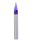 One Quarter Inch Shank 30 Degree V Groove Engraving Bit, 3 Flute Solid Carbide CNC Router Bit with Blue NACO Coating