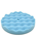 8 Inch Blue Ultra Soft Foam Buffing Pad For Auto Detailing And Paint Correction Heavy Duty Polish Tool with wavy texture.