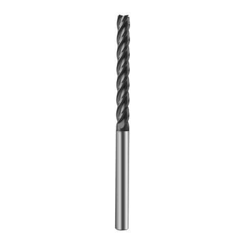 Beefy 3/8 Inch Carbide Long End Mill With 4 Flutes AlTiN Coated Square End For Steel 30 Degree Helix 3/8 Inch Shank 3 Inch Length Of Cut