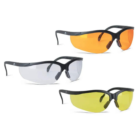 Top Level Polycarbonate Safety Shooting Glasses With Adjustable Nose Pad Half Frame Amber Lenses Built Tough For The Range And Sweet All Day Comfort Out On The Field