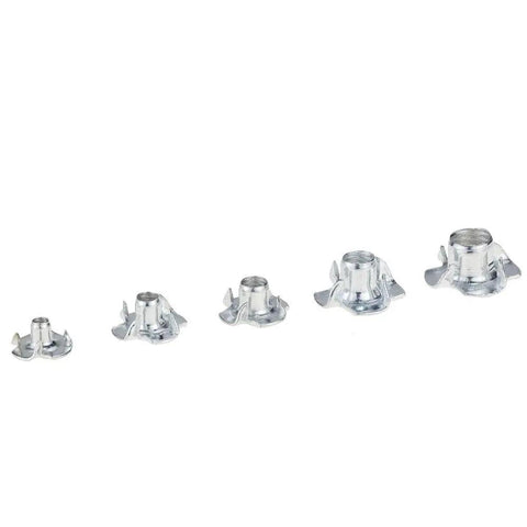 80 Piece Box Of Zinc Plated Four Claw Nuts M3 M4 M5 M6 M8 For Speaker Mounts And Furniture Hardware Tee Nuts Blind Pronged Heavy Duty