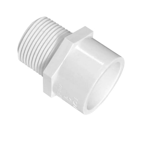 3/4 Inch White 2-Way SCH40 PVC Male Adapter Pipe Fittings, pipe fittings with external thread, corrosion resistance, single unit