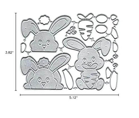 Bunny Shaped Metal Die Cuts Set For DIY Card Making And Scrapbooking, Two-Piece High Carbon Steel Cutting Dies, 13 X 9.7 Cm