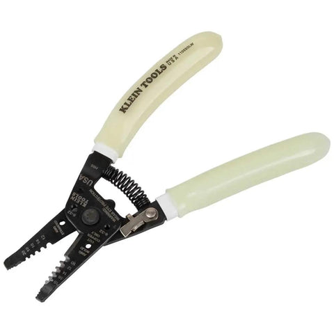 Glow In The Dark Grips Wire Stripper And Cutter With Serrated Curve Nose For 10 To 18 AWG Solid And 12 To 20 AWG Stranded Wire Pro Grade Tool Made In USA