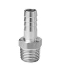 Beefy Stainless Steel 1/4 Inch Hose Barb to 1/8 Inch NPT Male Thread Hex Adapter Fitting for Air Water Fuel Lines 304 Stainless