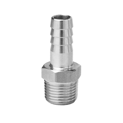 Beefy Stainless Steel 1/4 Inch Hose Barb to 1/8 Inch NPT Male Thread Hex Adapter Fitting for Air Water Fuel Lines 304 Stainless