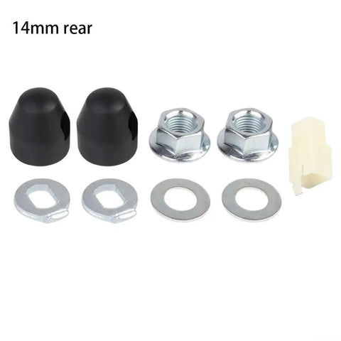 Hub Motor Axle Set For Electric Bicycles With 12mm And 14mm Lock Nuts, Lock Washers And Nut Covers, Carbon Steel Components