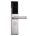 Smart Electronic Door Lock With App Control And Digital Keypad Keyless Entry Password Home Security System in stainless steel with backlit keypad.